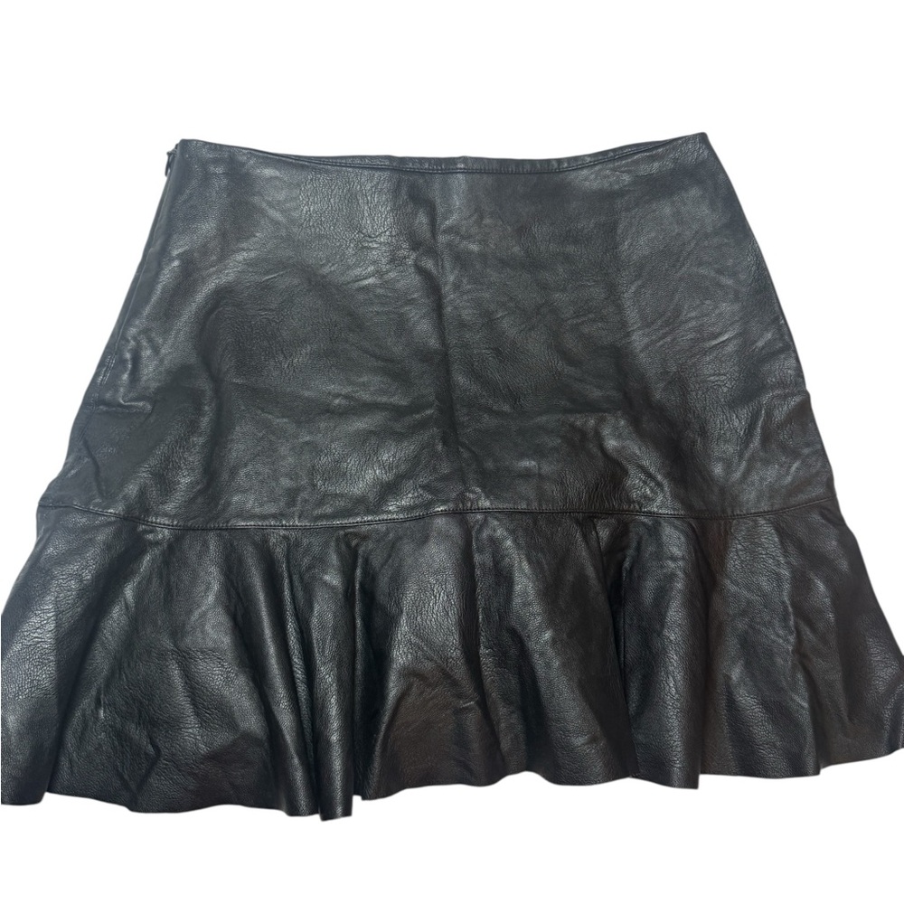 Zara Asymmetrical Black Faux Leather Skirt - Picture 3 of 4